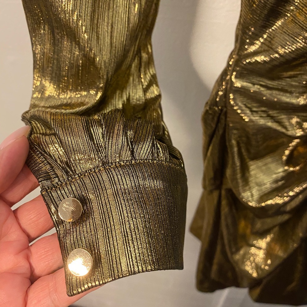 House of CB London golden metallic mini dress, size XS - Picture 6 of 8